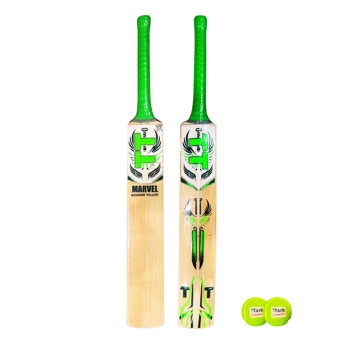 Grade 2 Kashmir willow cricket bat with thick edges and short handle
