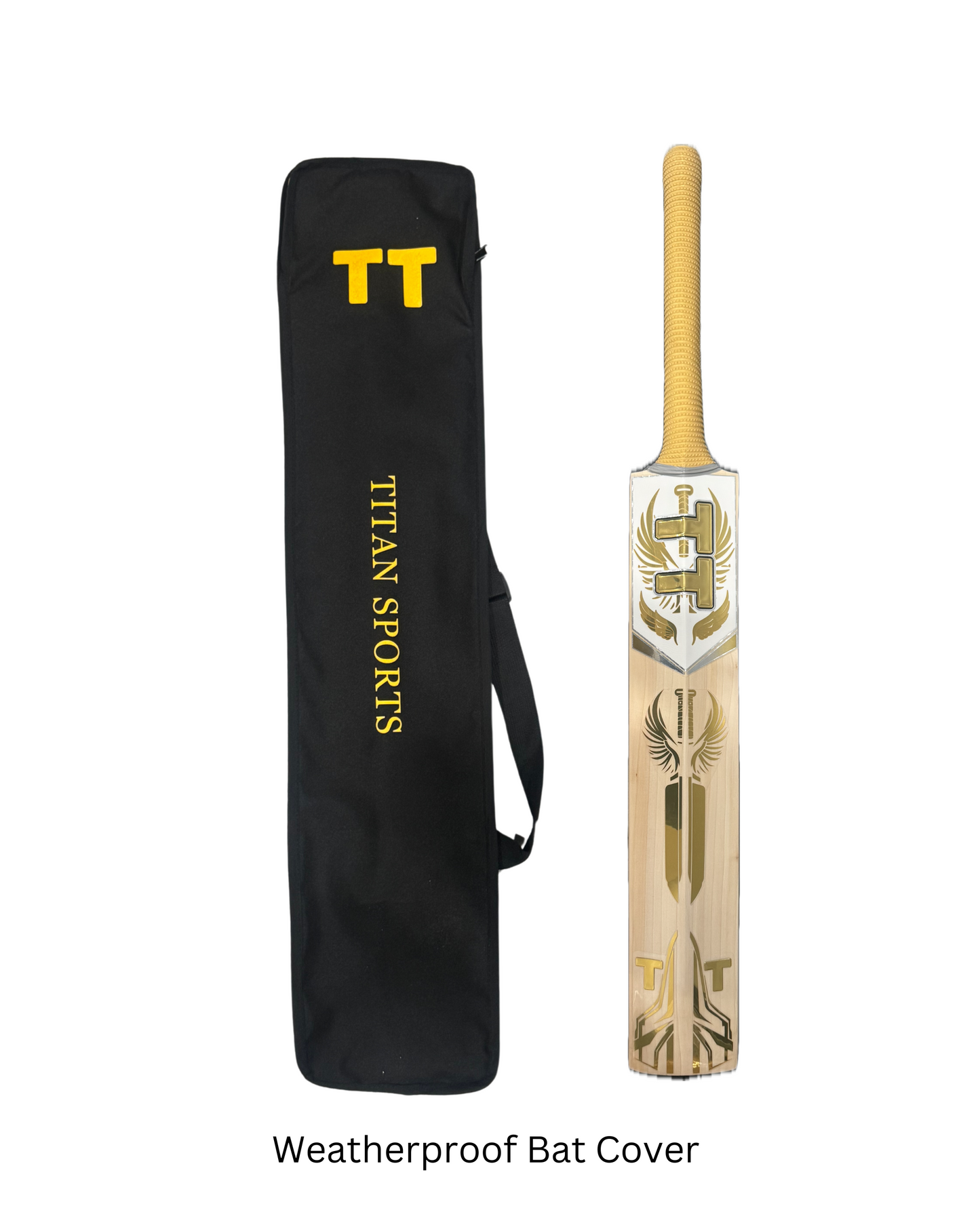 Titan Chrome Editon Grade English Willow Cricket Bat, Grade 1 Chrome, Oval Cane Handle, Player Profile, 42mm Profile, Big Sweet Spot Includes Two Hard Leather Cricket Balls