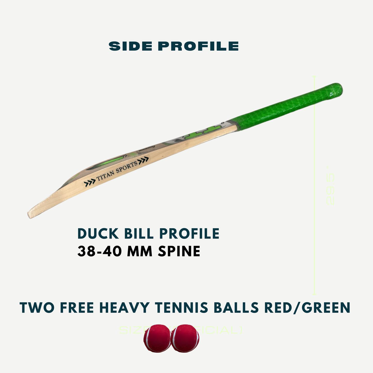 Titan Marvel Kashmir Willow Short Handle Cricket Bat (Two Heavy Tennis Balls Included)