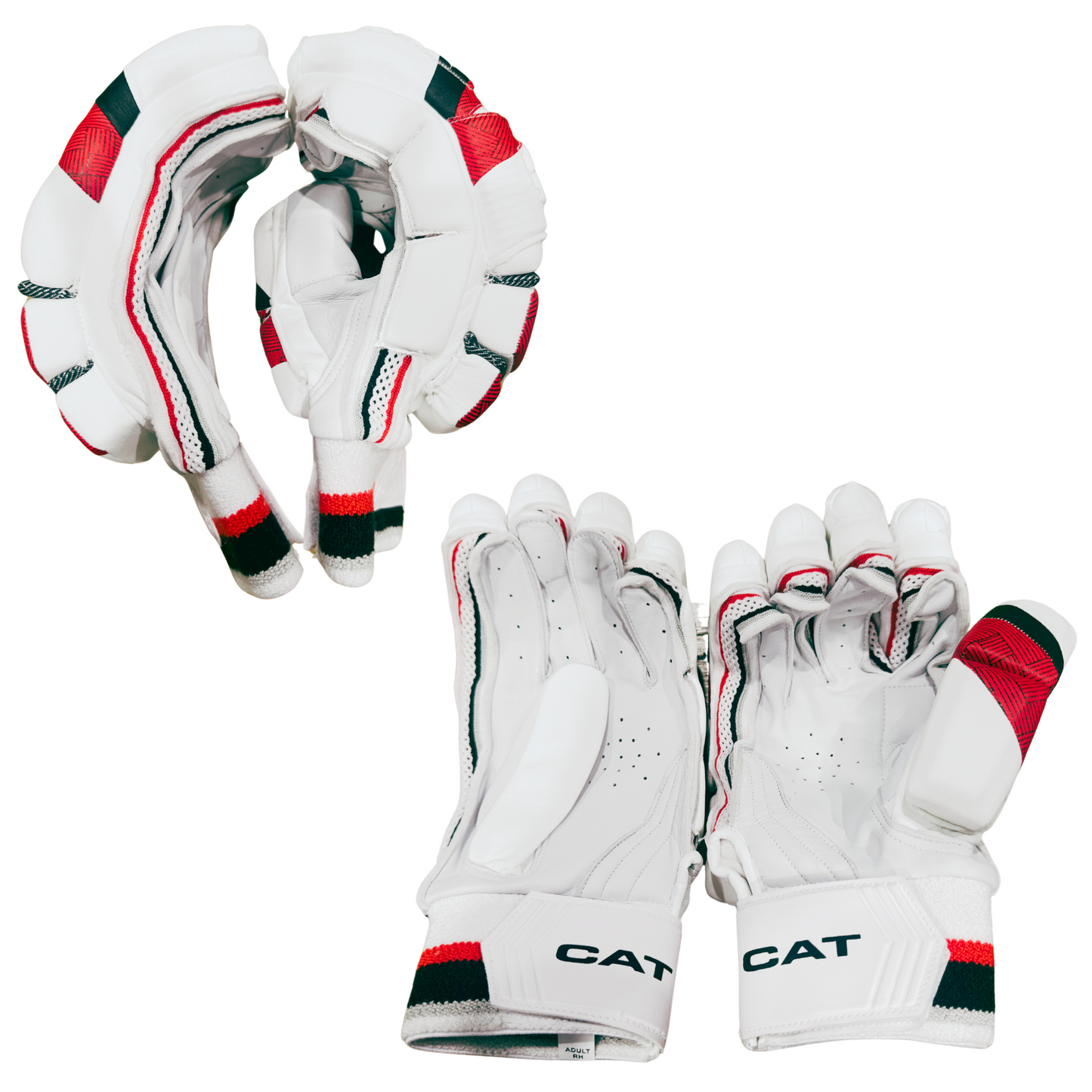 Right-hand cricket batting glove with high-density padding and soft leather finish