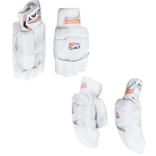 Lightweight cricket gloves with premium leather palm and mesh ventilation