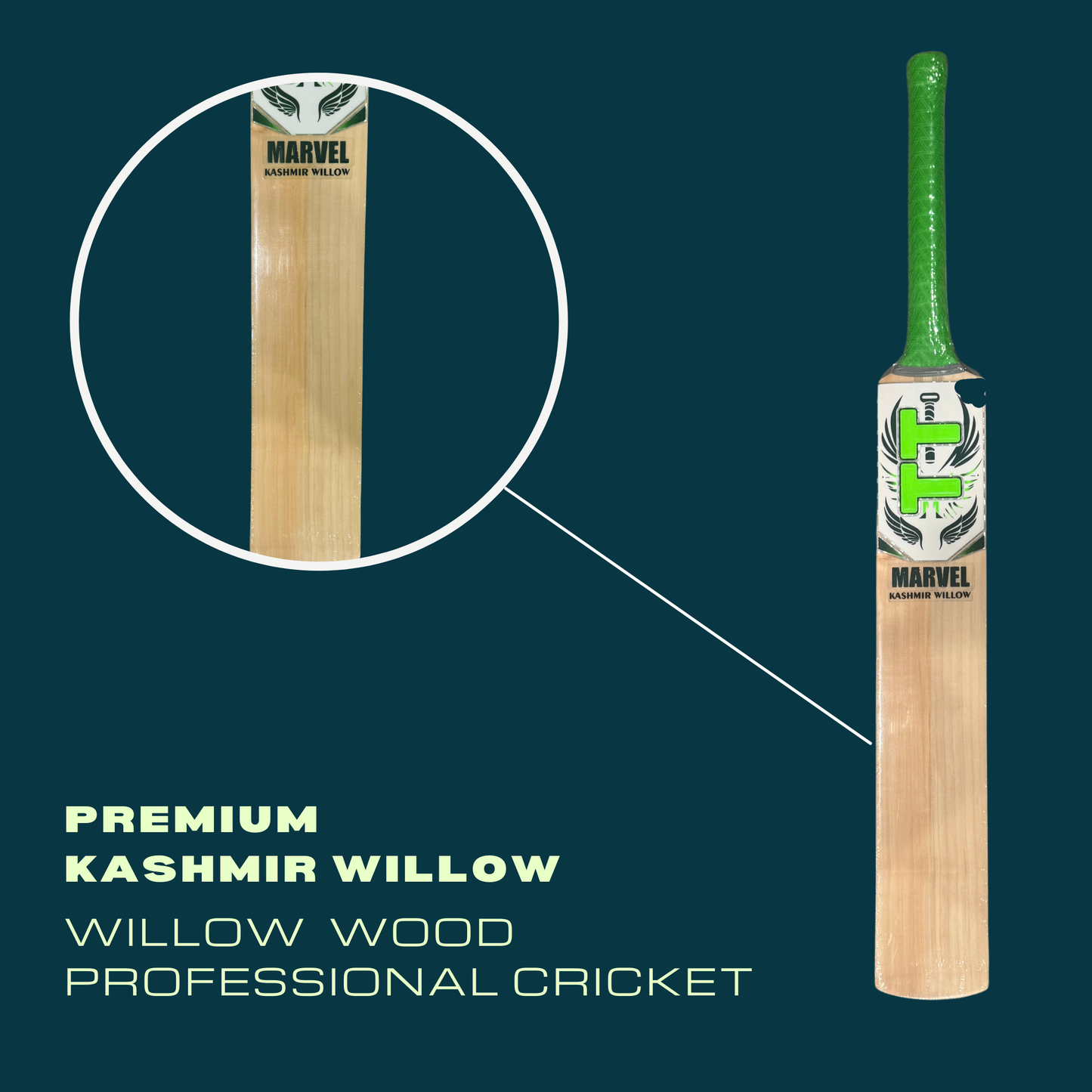 Titan Marvel Kashmir Willow Short Handle Cricket Bat (Two Heavy Tennis Balls Included)